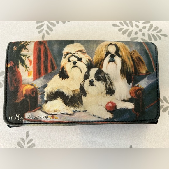 Shih Tzus on a chair checkbook wallet - great gift for dog, pet or animal lover! - Picture 4 of 15
